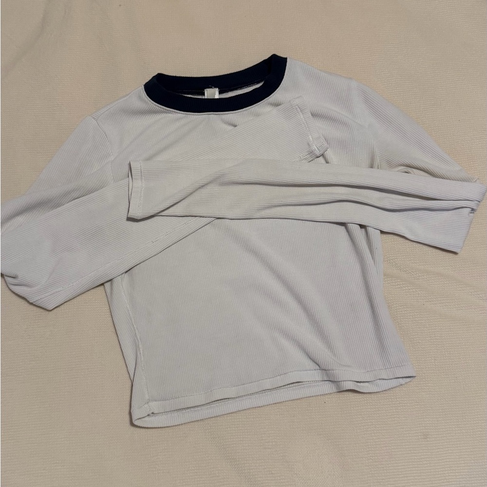 SKIMS cropped ribbed white long sleeve